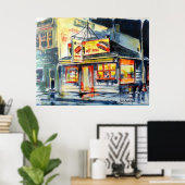 36"x24" Red Hot Ranch Watercolor Chicago Poster (Heimbüro)