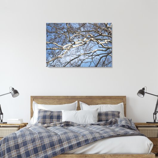 36"x24" Sycamore Branches Leinwanddruck (Insitu (Schlafzimmer))