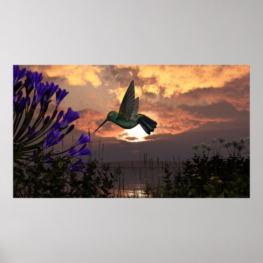 36"x40" Blatt "Flug des Hummingvogels" Poster (Vorne)