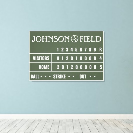 36" x 24" Baseball Scoreboard ummantelte Canvas Leinwanddruck (Insitu (Holzboden))