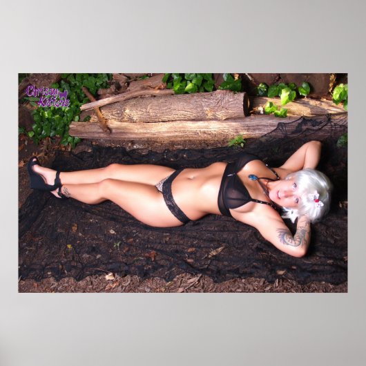 36" x 24" Chrissy Kittens by the Log Poster (Vorne)