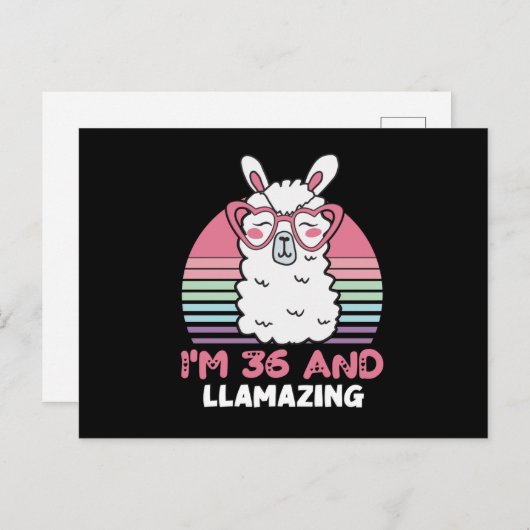 36 Year Old Bday Llamazing 36th Birthday Llama Postkarte (Vorne/Hinten)