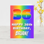 36th Birthday: Colorful, Fun Rainbow Pattern # 36 Karte (Gelbe Blume)