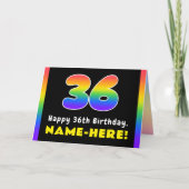 36th Birthday: Colorful Rainbow # 36, Custom Name Karte (Vorderseite)