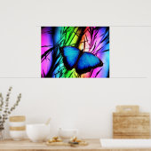 370729 RAINBOW DIGITAL BUTTERFLY REALISMUS BACKGRO POSTER (Küche)