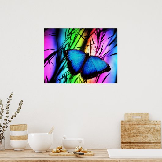 370729 RAINBOW DIGITAL BUTTERFLY REALISMUS BACKGRO POSTER (Küche)