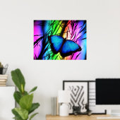 370729 RAINBOW DIGITAL BUTTERFLY REALISMUS BACKGRO POSTER (Heimbüro)