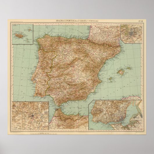 3738 Spanien, Portugal Poster (Vorne)