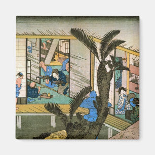 37. 赤 坂 宿, 広 Akasaka-juku, Hiroshige, Ukiyo-e Magnet