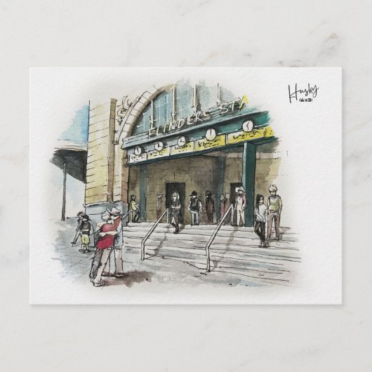 37: Bahnhof Flinders Street Postkarte (Vorderseite)