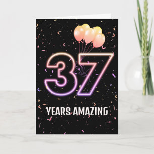 37. Geburtstag Ballons und Confetti Karte