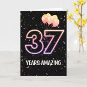 37. Geburtstag Ballons und Confetti Karte (Gelbe Blume)