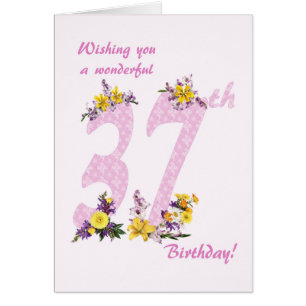 37. Geburtstag Blume Dekorierte Zahlen