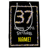 37. Geburtstag: Blumennummer, Individuelle Name, B Mittlere Geschenktüte (Vorderseite)