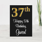 37. Geburtstag ~ Elegante Luxuriöse Imitate Gold L Karte (Vorderseite)