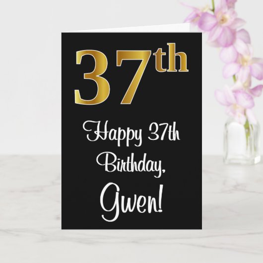 37. Geburtstag ~ Elegante Luxuriöse Imitate Gold L Karte (Orchidee)