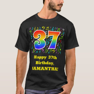 37. Geburtstag: Farbige Musiksymbole, Regenbogen 3 T-Shirt
