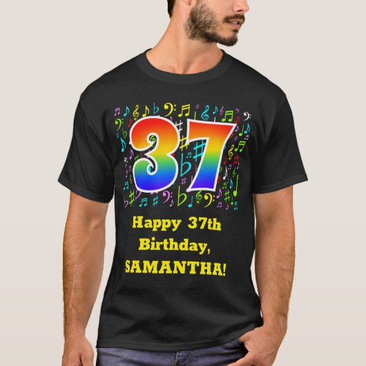 37. Geburtstag: Farbige Musiksymbole, Regenbogen 3 T-Shirt