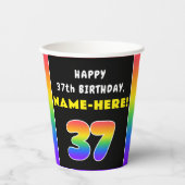 37. Geburtstag: Farbiger Regenbogen # 37, Individu Pappbecher (Vorderseite)