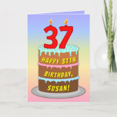 37. Geburtstag — Fun Cake & Candles, w/Individuell Karte (Vorderseite)