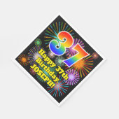 37. Geburtstag: Fun Fireworks Pattern + Rainbow 37 Serviette (Ecke)