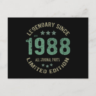 37. Geburtstag Geschenk 1988 Legende 37. Geburtsta Postkarte