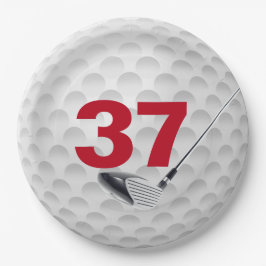 37. Geburtstag Golf Ball Design Paper Plate Pappteller