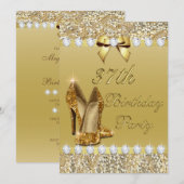 37. Geburtstag klassische Gold Heels Sequins Diamo Einladung (Vorne/Hinten)