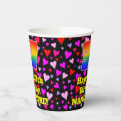 37. Geburtstag: Loving Hearts Pattern, Regenbogen Pappbecher (Links)