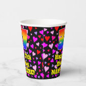 37. Geburtstag: Loving Hearts Pattern, Regenbogen Pappbecher (Rechts)