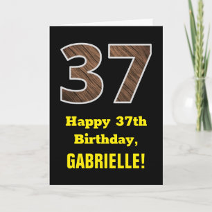37. Geburtstag: Name, Imitate Holzkörnchen Muster Karte