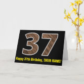 37. Geburtstag: Name + Imitate Holzkörnchen Muster Karte (Gelbe Blume)