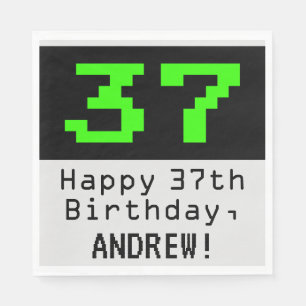 37. Geburtstag - Nerdy / Geeky Style "37" & Name Serviette