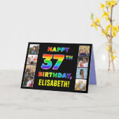 37. Geburtstag: Regenbogentext, benutzerdefinierte Karte (Gelbe Blume)