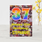 37. Geburtstag; Rustikale Herbstblätter; Regenboge Karte (Gelbe Blume)