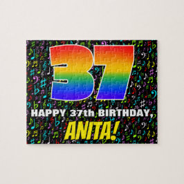 37. Geburtstag — Spaß, bunte Musiksymbole & "37" Puzzle