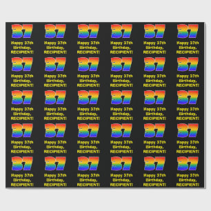 37. Geburtstag: Spaß, farbenfroher Regenbogen Insp Geschenkpapier