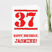 37. Geburtstag: Spaß, Red Rubber Briefmarke Inspir Karte (Vorderseite)