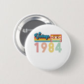 37. Geburtstag Vintag Retro 1984 Kassettenband Button (Vorne & Hinten)