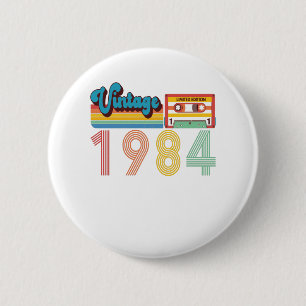 37. Geburtstag Vintage Retro 1984 Kassettenband Button