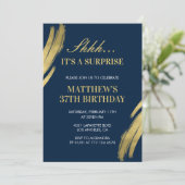 37. Geburtstagseinladung Surprise Party Men Navy Einladung (Stehend Vorderseite)