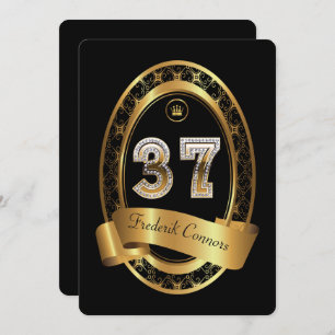 37. Geburtstagsfeier Mann, elegante Farbe Einladung