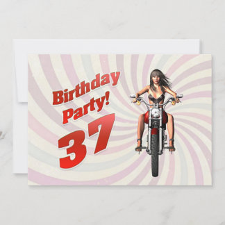 37. Geburtstagsfeier mit einem Mädchen auf einem M Einladung