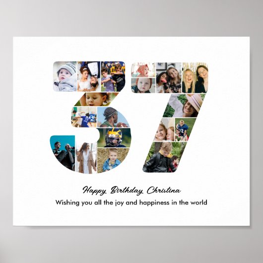 37. Geburtstagsfeier Nummer 37 Fotocollage Poster (Vorne)