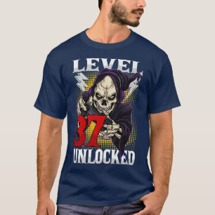 37. Geburtstagskelett des Gamers Level 37 Unlock G T-Shirt