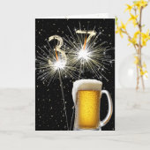 37. Geburtstagsparkler mit Bier-Tasse Karte (Gelbe Blume)