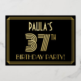 37. Geburtstagsparty — Art Deco Stil "37" + Name Folieneinladung