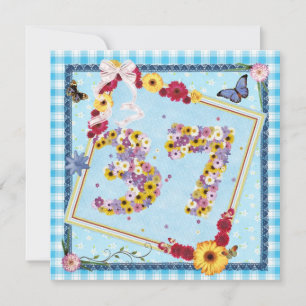37. Geburtstagsparty Einladung Blume, Schmetterlin