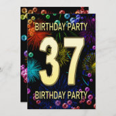 37. Geburtstagsparty Einladung Feuerwerk Blasen (Vorne/Hinten)