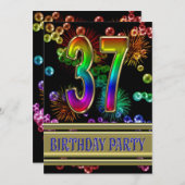 37. Geburtstagsparty Einladung mit Blasen (Vorne/Hinten)